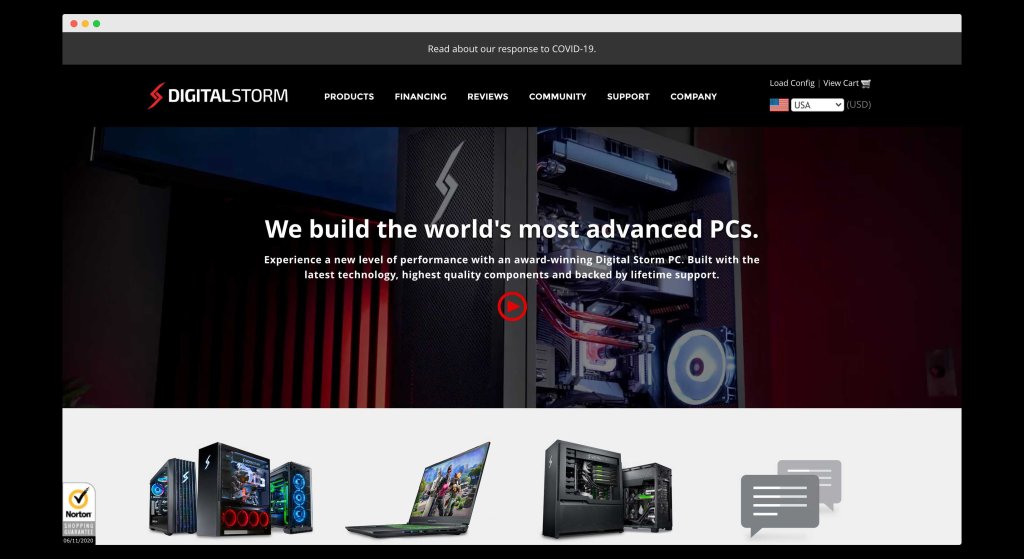 DigitalStorm, A website for pre-builts and PC customizations