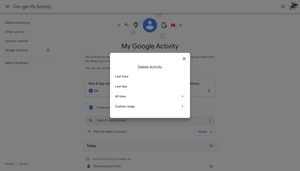 Deleting Google Activity